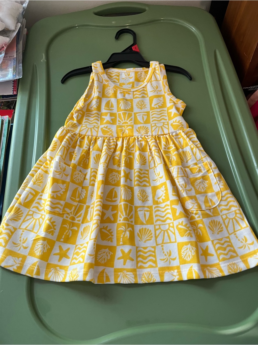 wonder nation Yellow and White Seashell Print Sundress